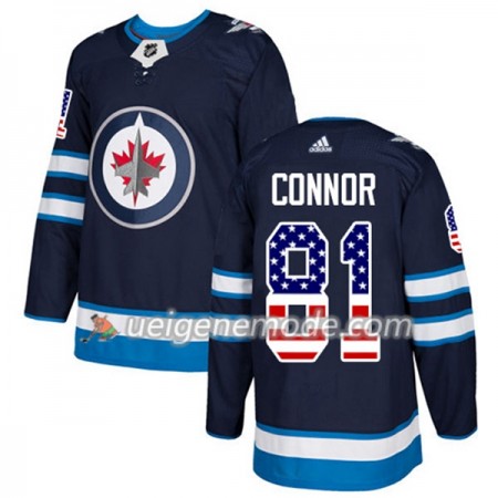 Herren Eishockey Winnipeg Jets Trikot Kyle Connor 81 Adidas 2017-2018 Marineblau USA Flag Fashion Authentic